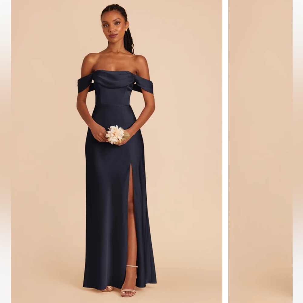 Birdy Grey Midnight Blue Off-Shoulder Maxi Dress
